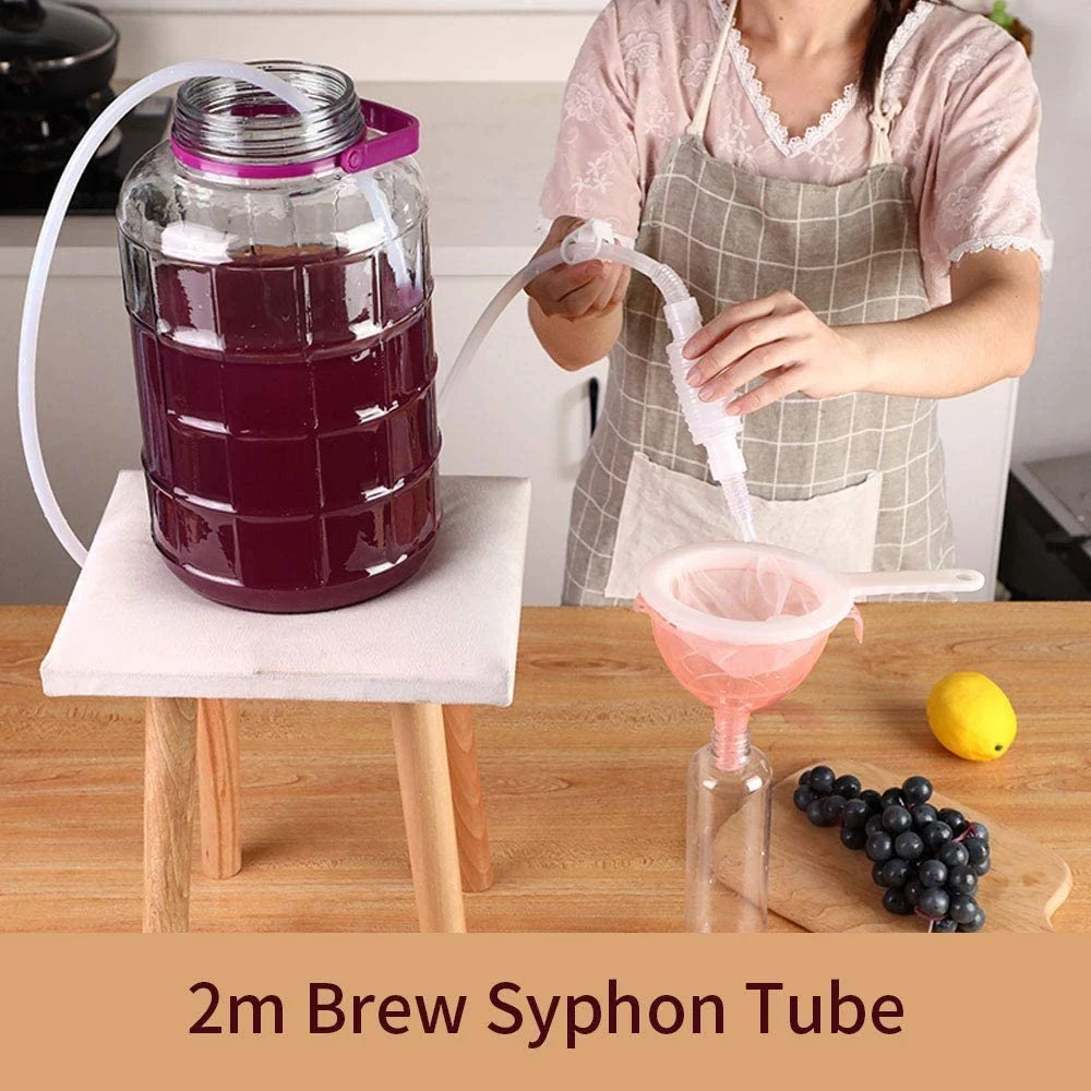 Home Brew Beer Siphon Filter Syphon Pump Manual Soft Pipe Hose Wine Beer Brewing Making Equipment Reused (48140016B)