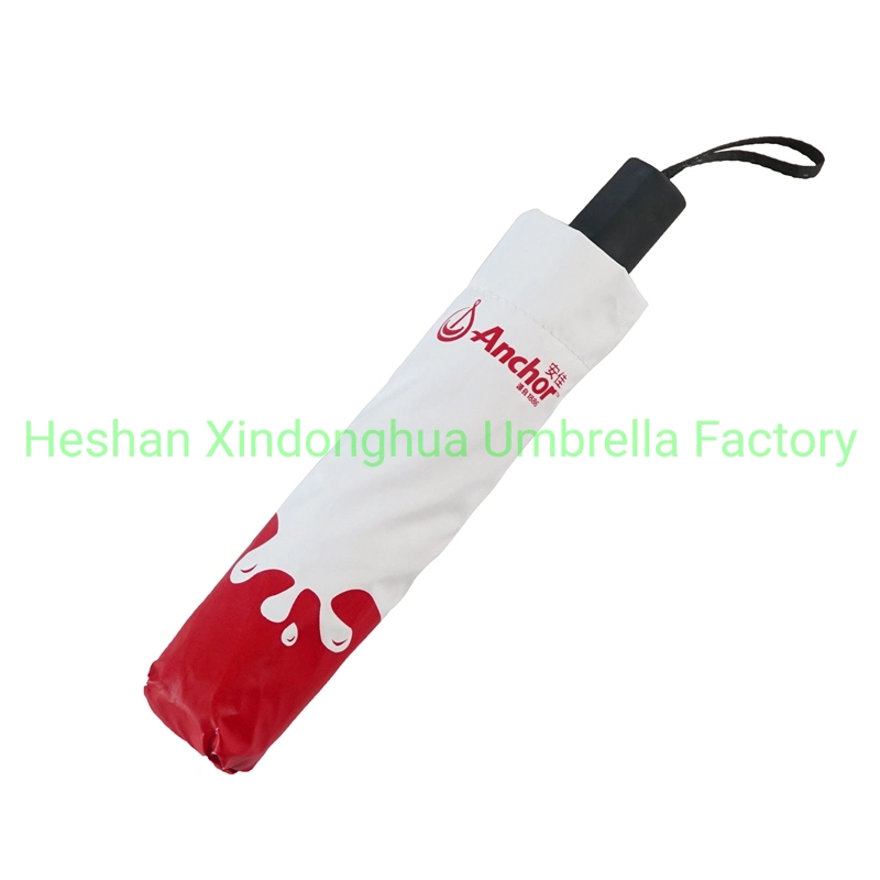 Red Color Ladies Manual Folding Compact Umbrellas for Travel (FU-3821B)