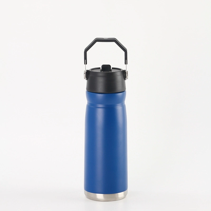 New Sports Water Bottle Stainless Steel Drink Outdoor Travel Cup Drinking Thermos Vacuum Flask Vacuum with Handle Lid Straw