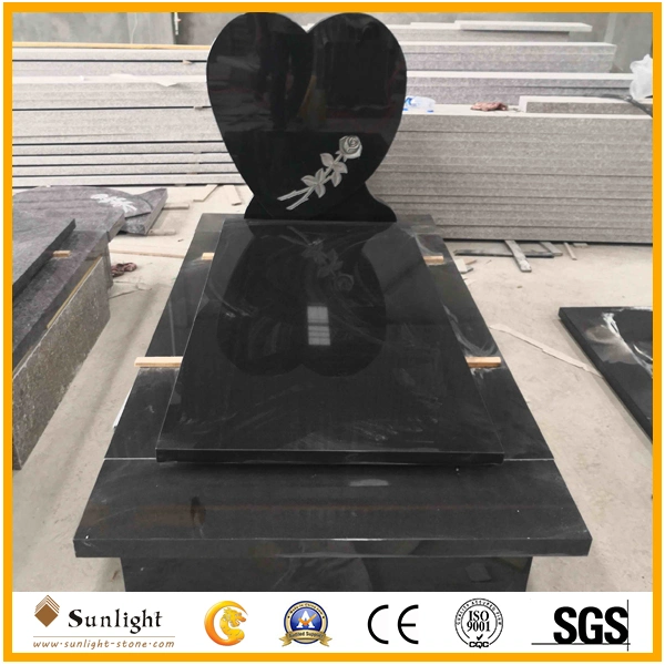 European Style Absolute Black Granite Black Memorial Grave Stones Tombstone