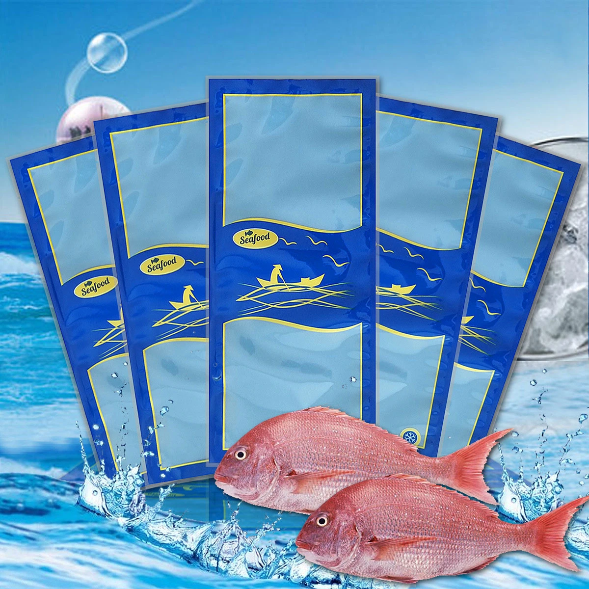 Customized Easy Tear Frozen Seafood Plastic Packaging with Custom Design