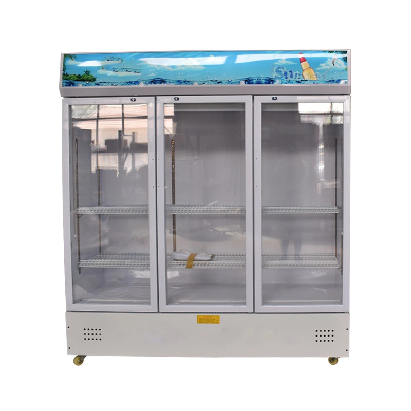 Large Capacity Commercial Upright Clear Transparent Glass Door Display Refrigerator