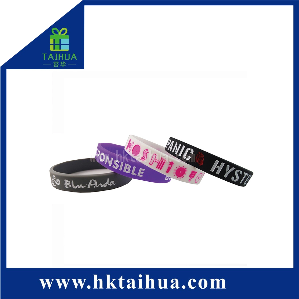 Custom Rubber Wrist Bands Embossed Silicone Bracelet (TH-band014)