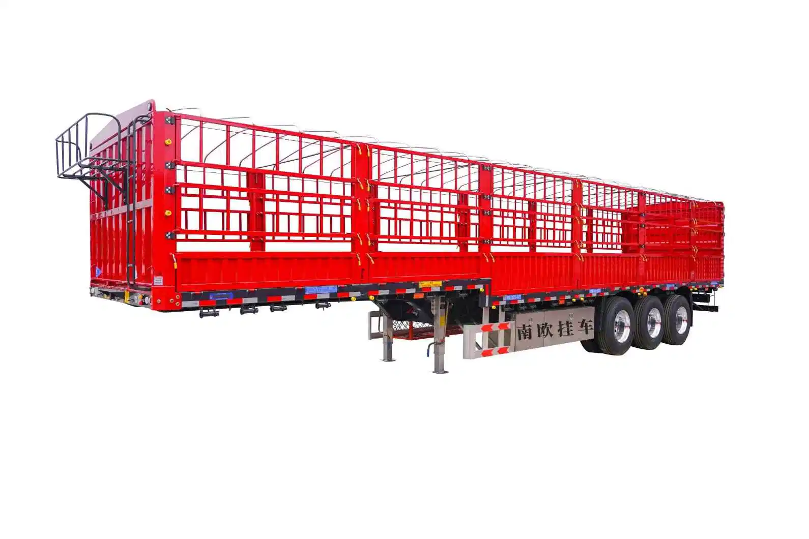 Customized 30-100 Tonnen Rinder Trailer Vieh Trailer 2 3 4 Achsen Fracht Tier Transport Pfahl Zaun Semi Trailer