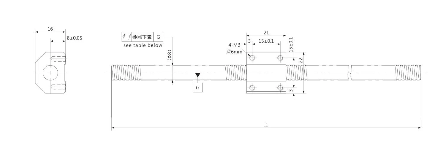 Kgg C7 Precision 2mm Lead Rolled Ball Screw for Electric Appliance (FXR Series, Lead: 2mm, Shaft: 8mm)