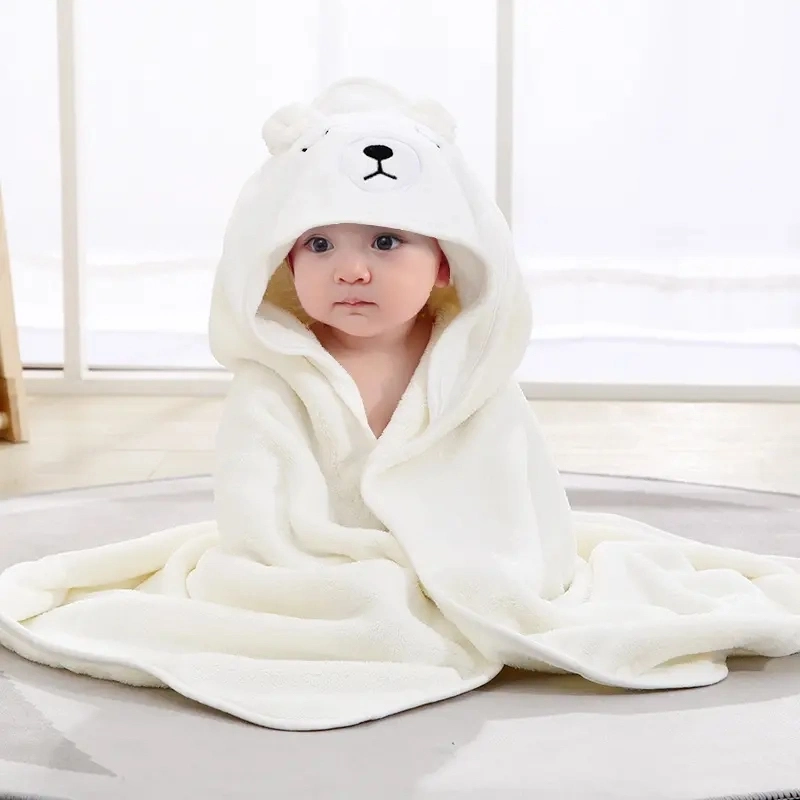 Hot Coral Velvet Animal Hooded Soft Children's Hooded Cloak Bath Towel