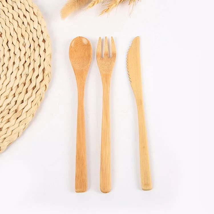 Amazon Hot Sell Fast Delivery Factory Directly Bamboo Cutlery Set for Travel with Linen Bag