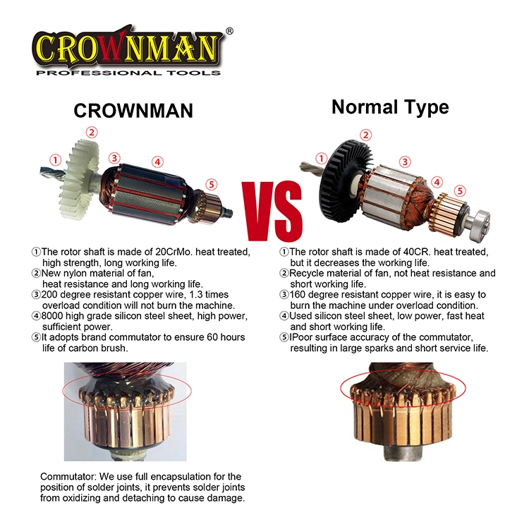 Les outils à main Crownman, outils électriques 220V 850W 13mm Outils électriques marteau perforateur Perceuse électrique à deux vitesses d'impact, Marteau rotatif