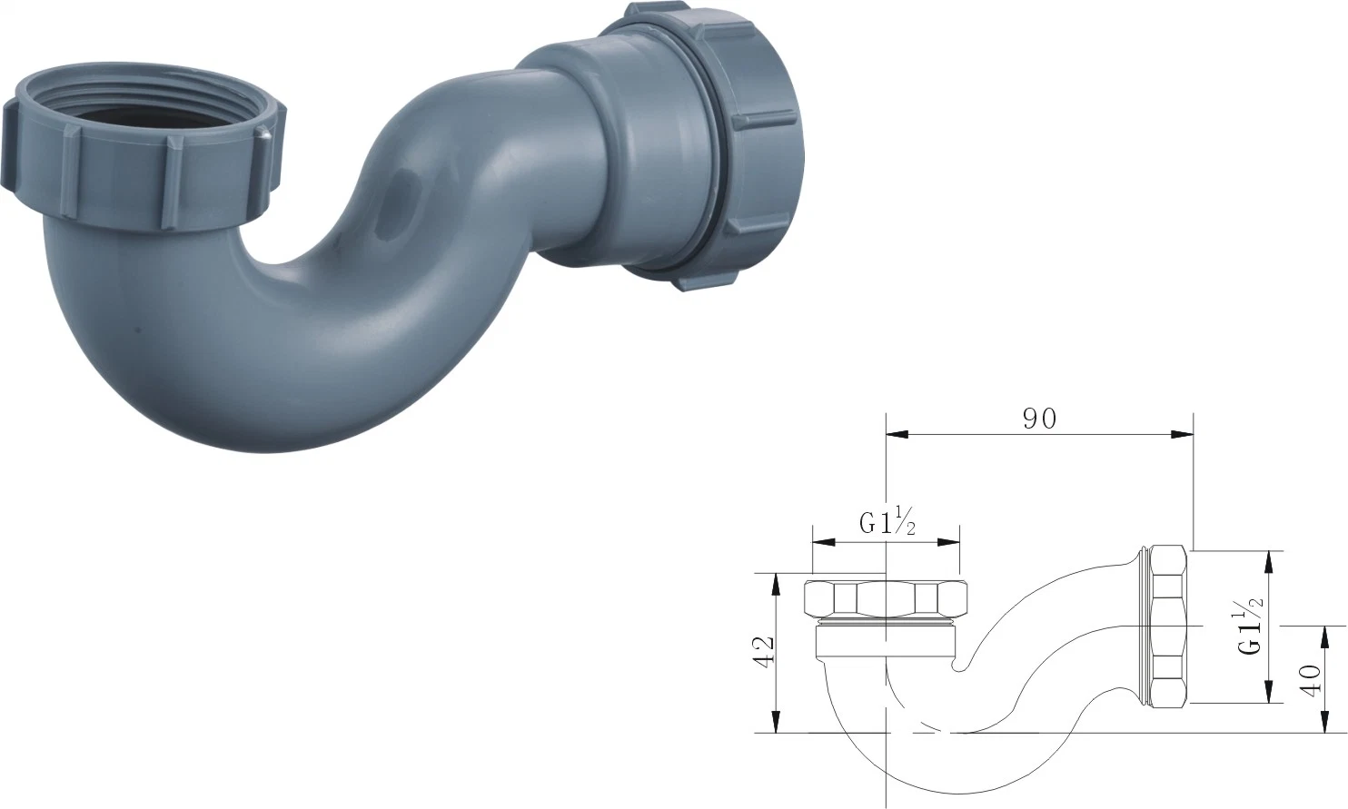 Plastic Waste Pipe Bathtub Flexible Siphon for Pop up Wastes