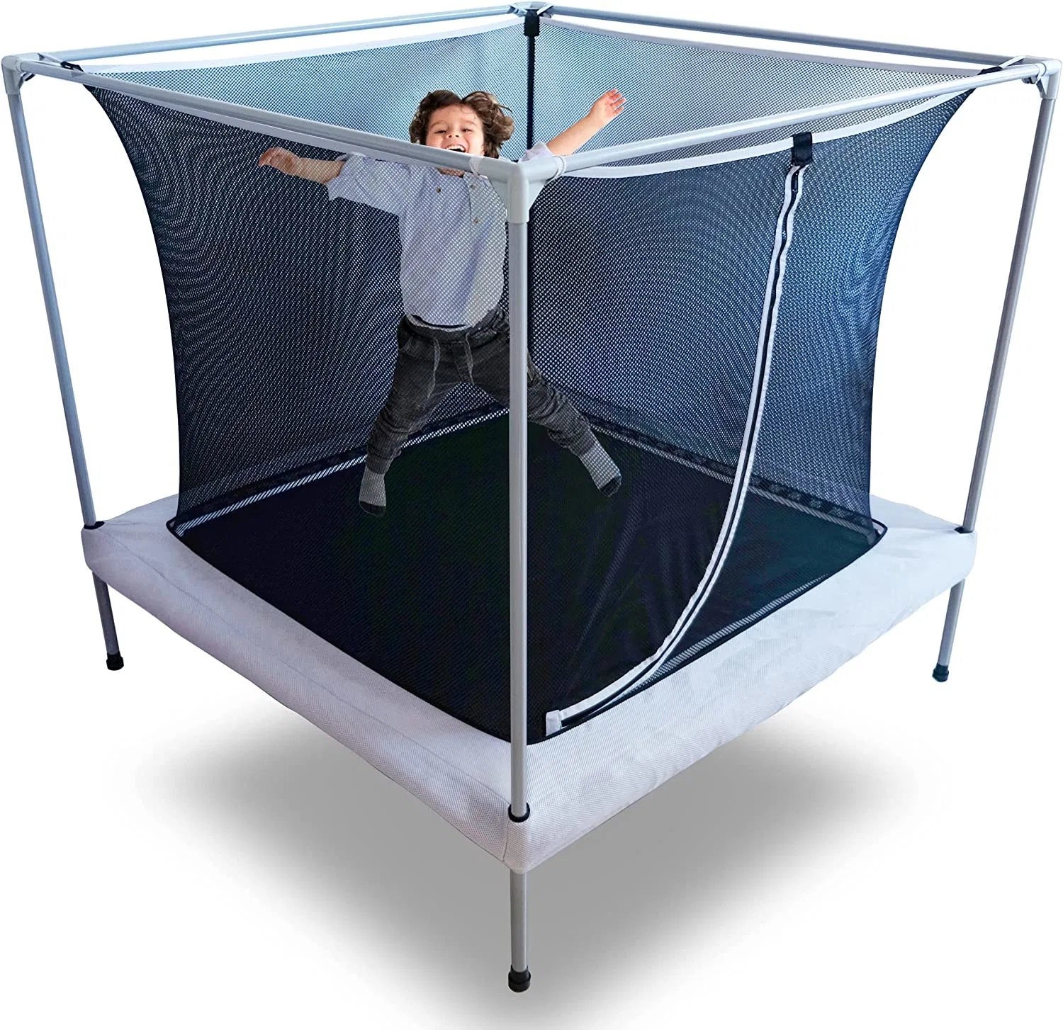 60" Trampoline for Kids, 5FT Indoor Outdoor Trampoline with Enclosure Net, Mini Baby Toddler Trampoline with Basketball Hoop, Recreational Trampolines Birthday