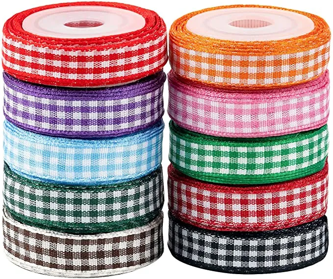 Commerce de gros format personnalisé Ruban en polyester colorées Plaid Emballage de cadeau Tartan de ruban de plaid écossais