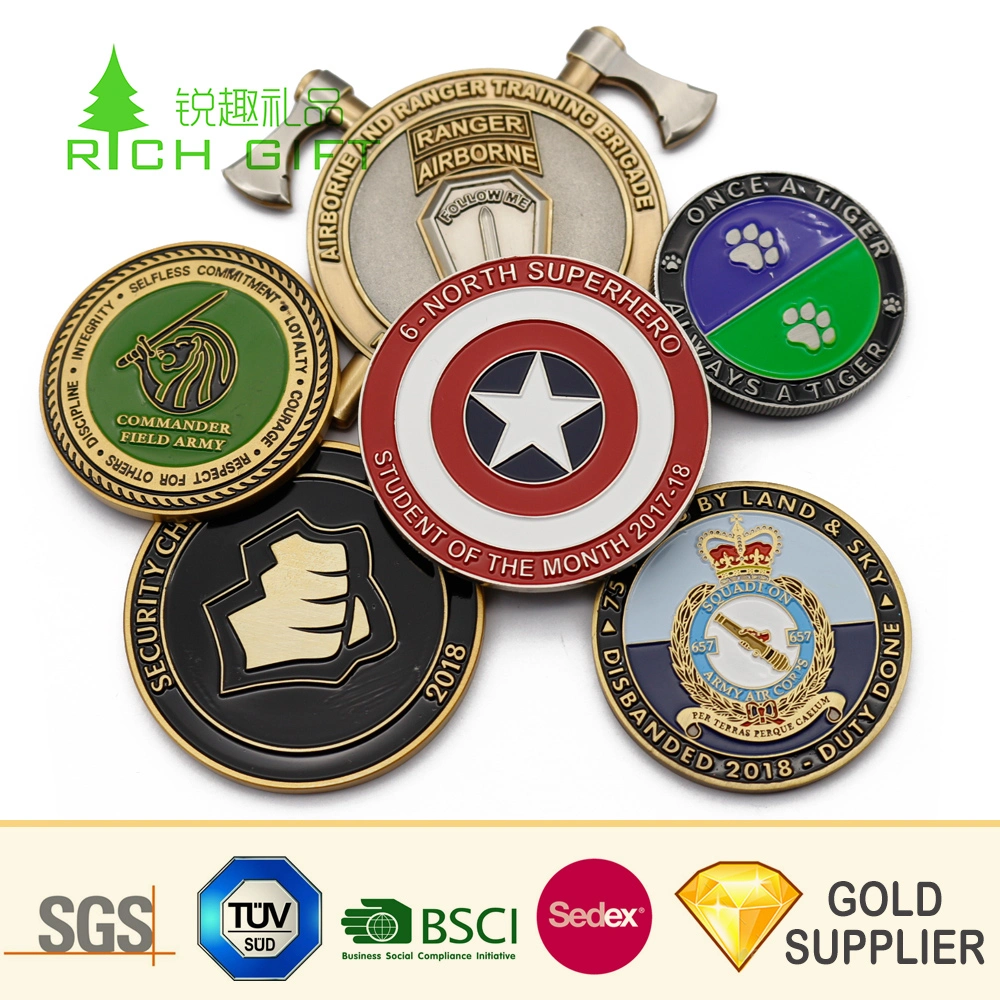 Golden Supplier China Custom Metal 3D Zinc Alloy Matt Gold Eagle Replica Coins for Sale