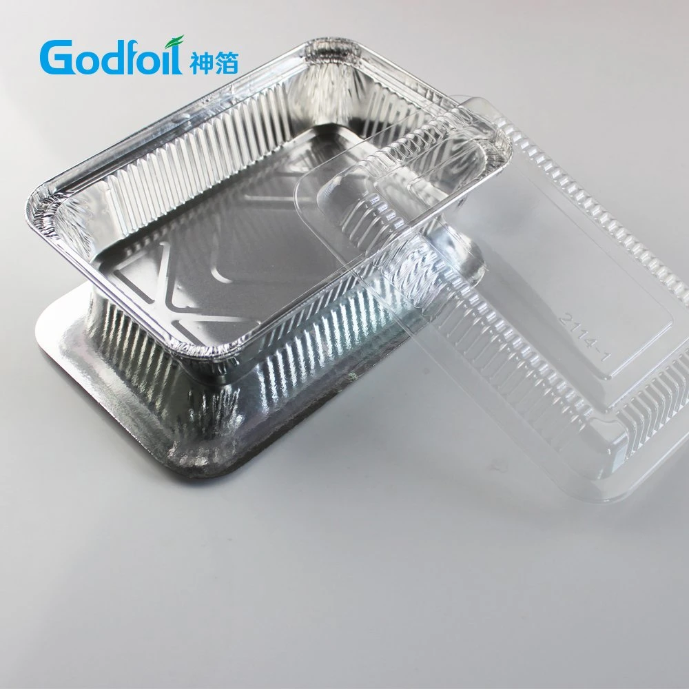 Fast Food Packing and Daily Food Storage Aluminum Foil Containers with Clear Plastic Lids