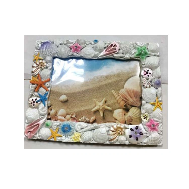 Nautical Ocean Style Resin Shell Photo Frame Beach Seashell Picture إطار