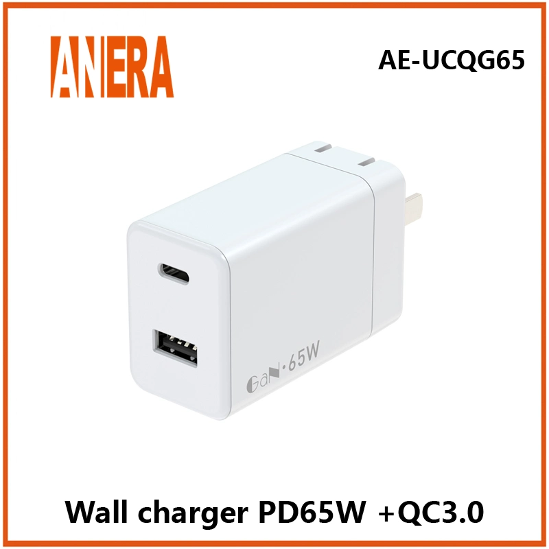 Chargeur universel rapide Pd 65W Adaptateur secteur avec prise EU/US/UK Chargeur mural USB C Chargeur rapide pour ordinateur portable Chargeur QC 3.0