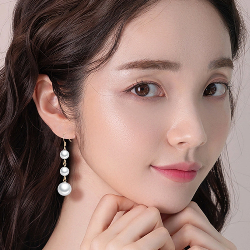 Hook Freshwater Pearl Simple Long Slim Earrings Jewelry