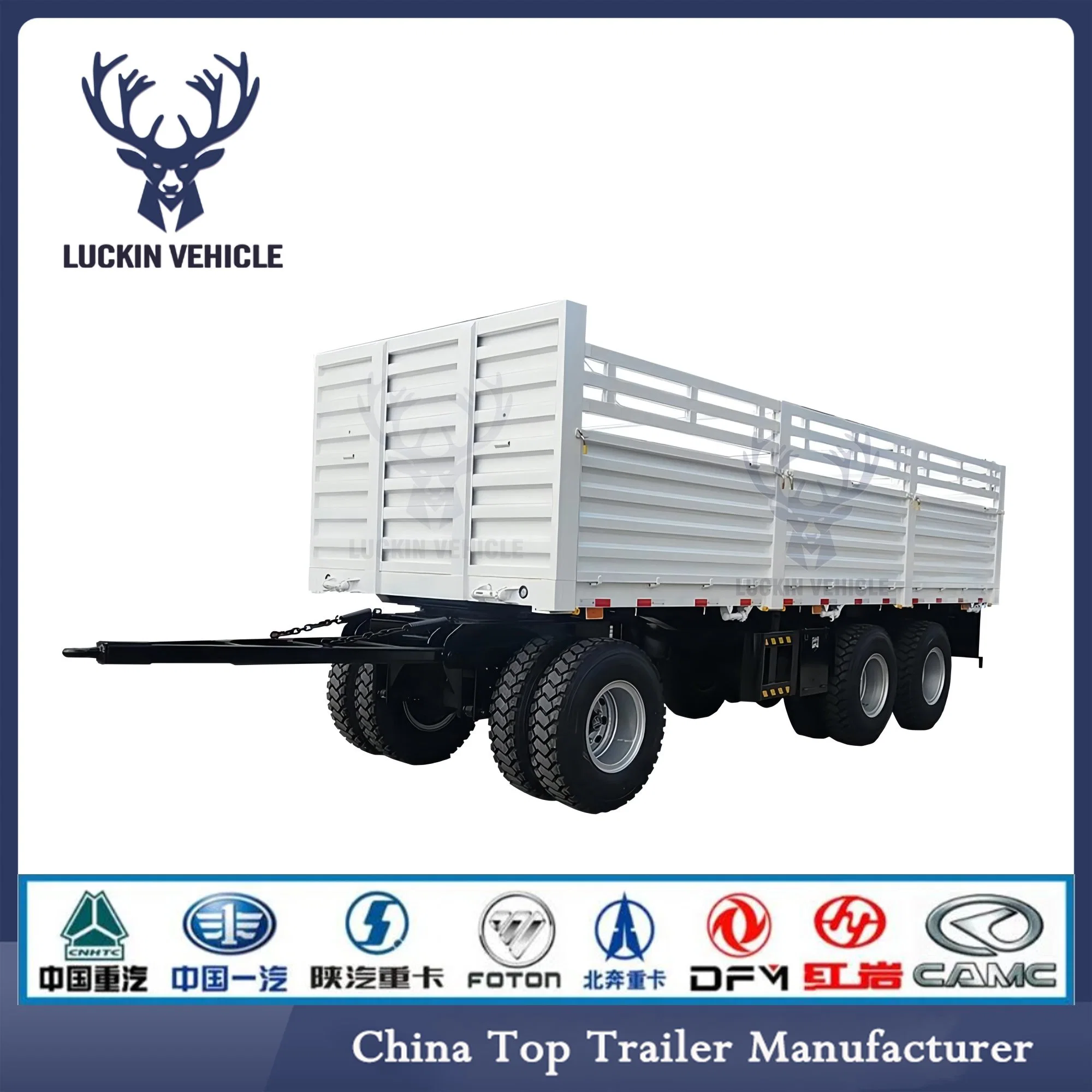 Factory Direct Sale 3 Axles 50 Tons Fence Full Drawbar Trailers