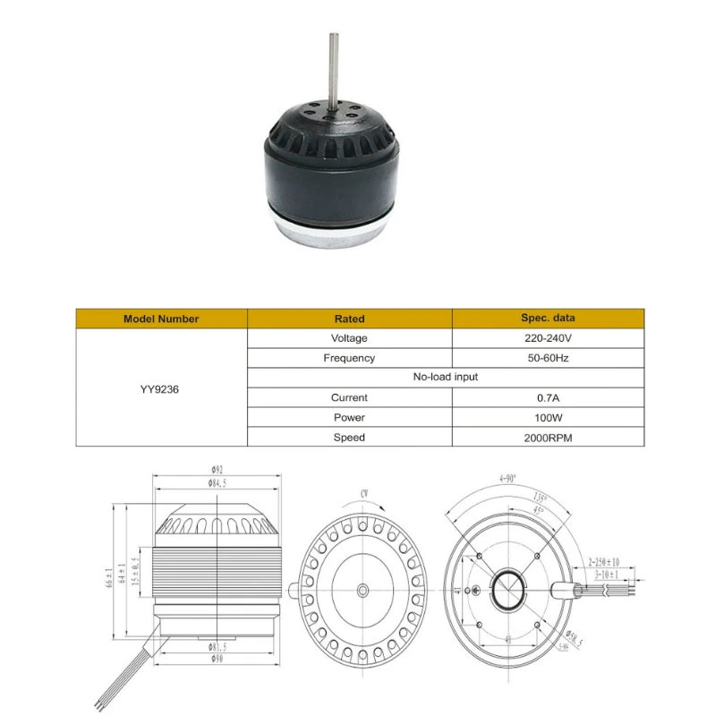 Long Life AC 220V Electrical Outrunner Motor for Hood System