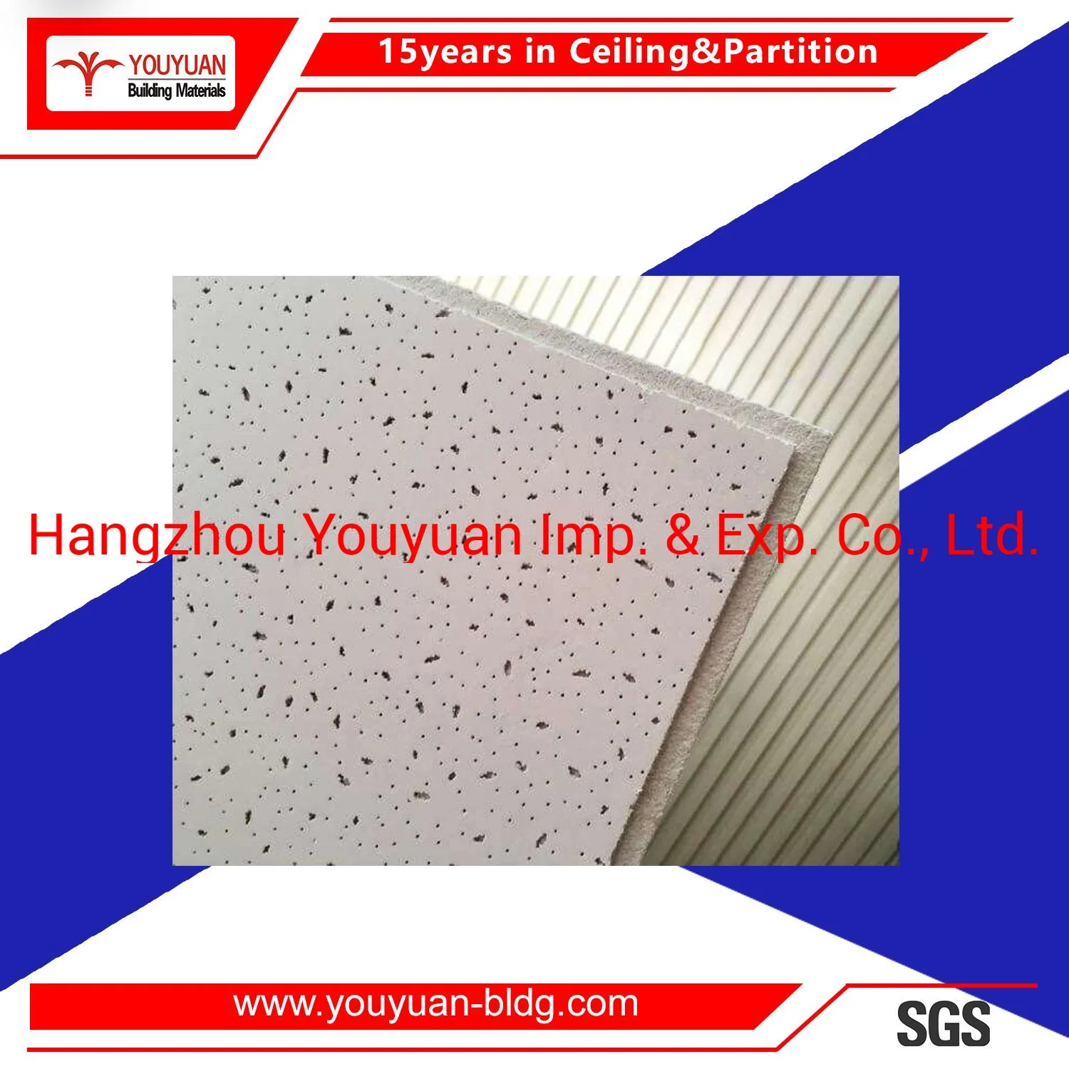 Mineral Fiber Acoustic False Ceiling 595X595/600X600mm Thickness