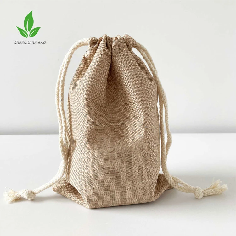 Wholesale Small Cotton Linen Gift Cosmetic Bag Drawstring Cotton Muslin Dust Cosmetic Pouch