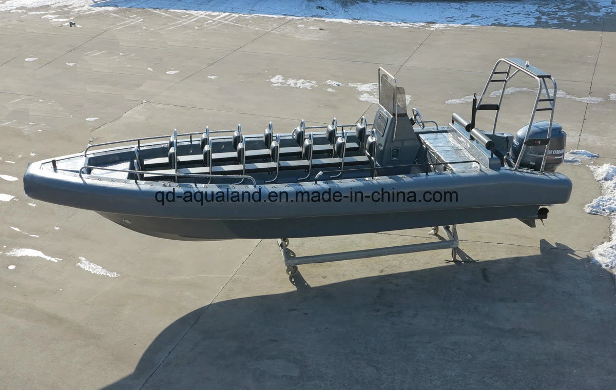 Aqualand 26pieds 8m 14personnes EVA Mousse solide Sponson Non-Air tube rempli d'aile système/fibre de verre rigide nervure de Patrouille de sauvetage gonflable Bateau à moteur (rib800)