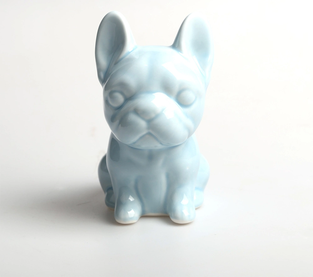 Keramik Modern Dekorativ Bunt Hübsch Sitzend Frenchie Bulldog Statue Puppy Angel Dog