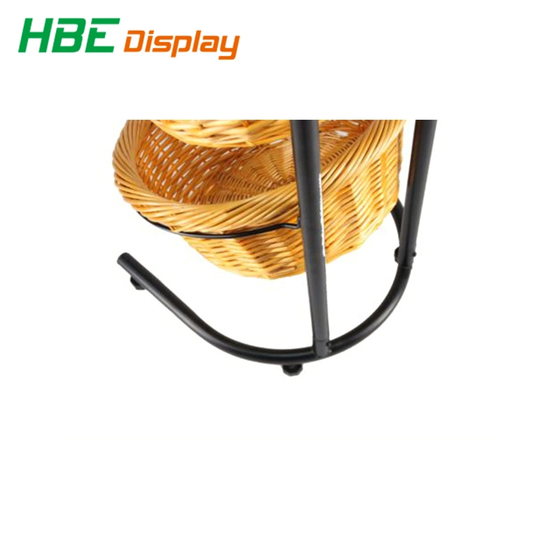 Grocery Store Lightweight Stable Metal Basket Stand for Fruit with Sign Holder