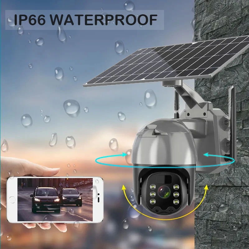 Wireless WiFi/4G IP Solar PTZ Home Security Camera Outdoor Mobile Video Surveillance