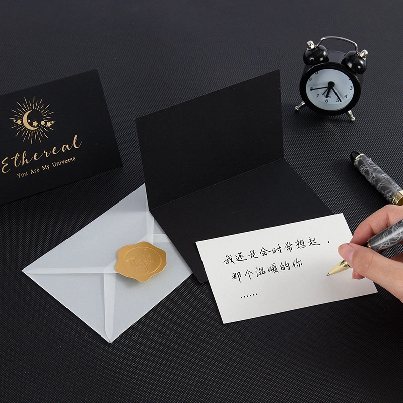 China Square Carton Packaging Greeting Cards Black with High quality/High cost performance Jl-6025