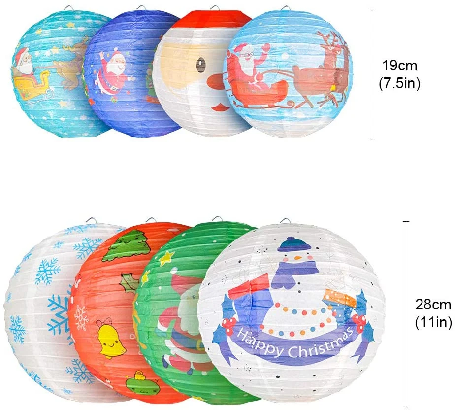 Christmas Festival Party Indoor Decoration Printing Pattern Lampshade Rice Paper Lantern