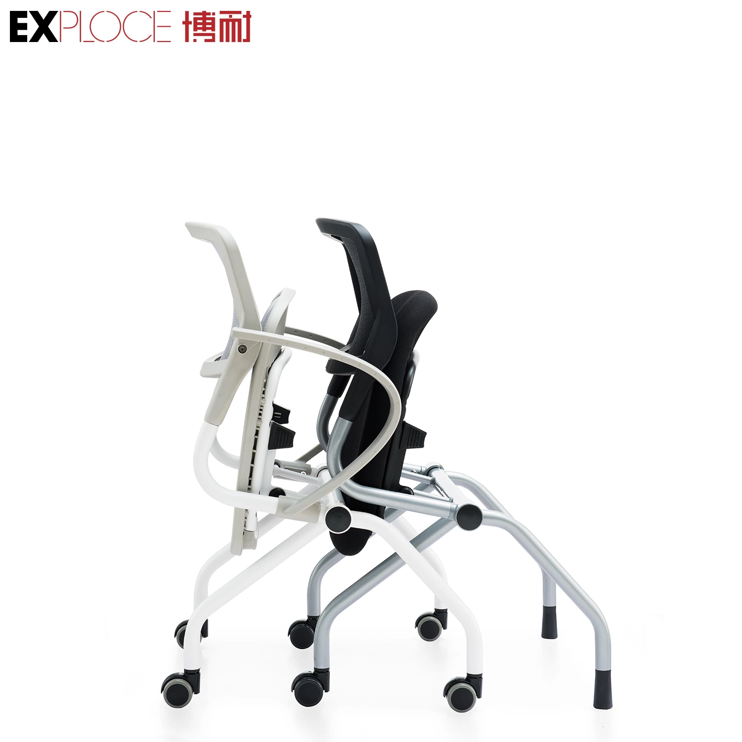 PP Reversible Automatic Return Plastic Office Wholesale/Supplier New Design Plastic Furniture Outdoor Training Folding Chair