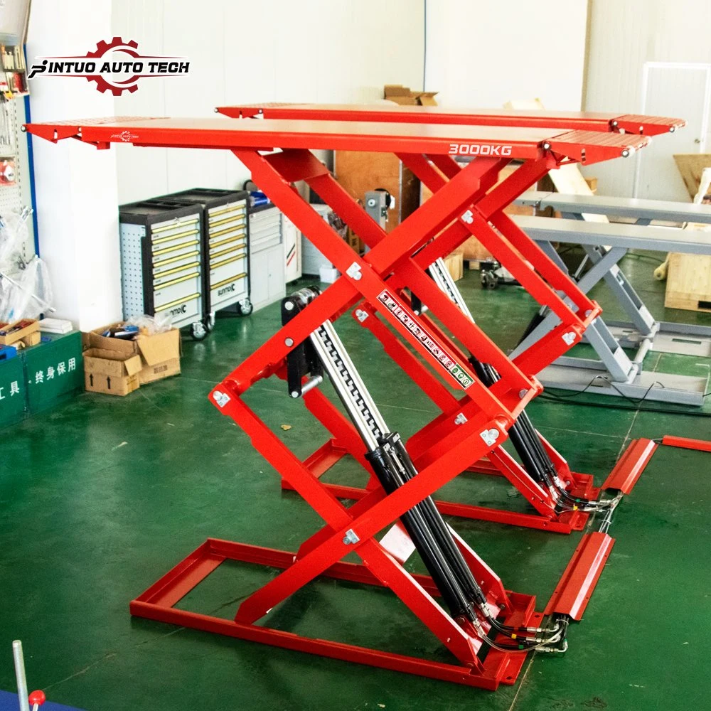 Jintuo Super Thin Scissor Hydraulic Lift Vierzylinder-Antrieb Min Höhe 110mm für den Unteren Chasis Auto verwendet