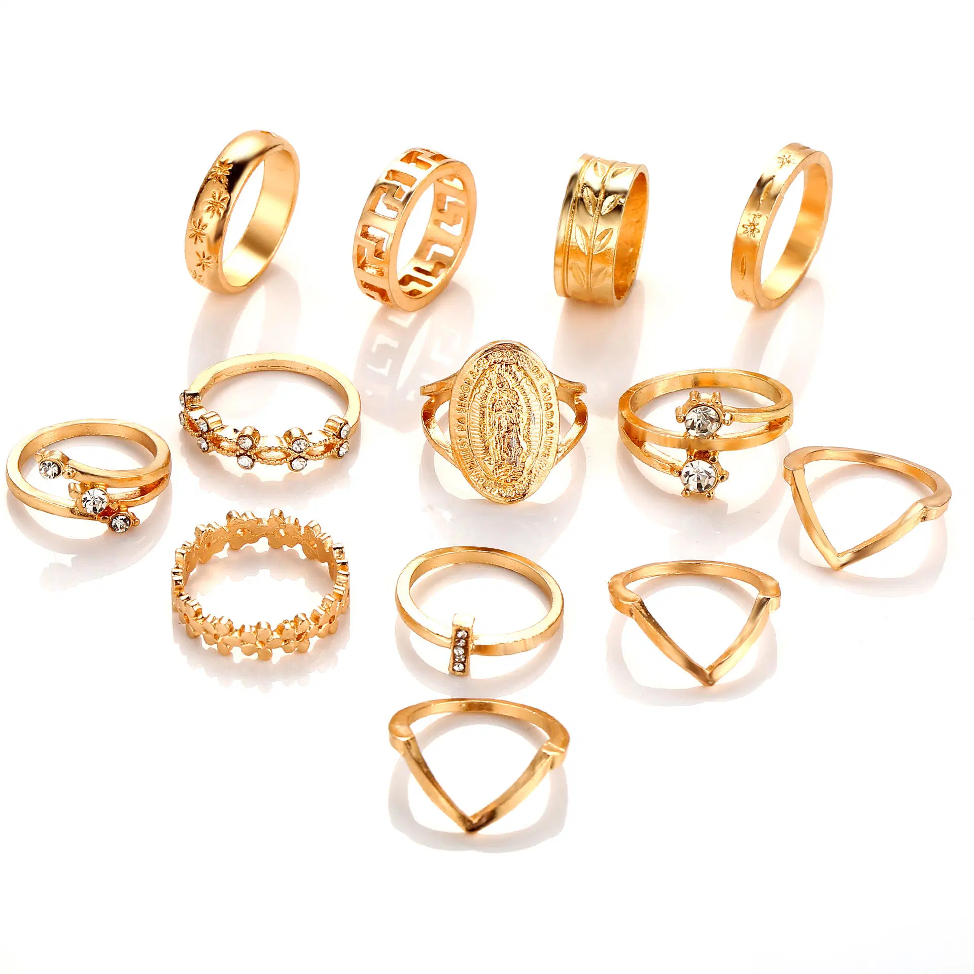 Fashion 13 PCS Set Ladies Rings Gold Finger Ring Set for Women Wholesale