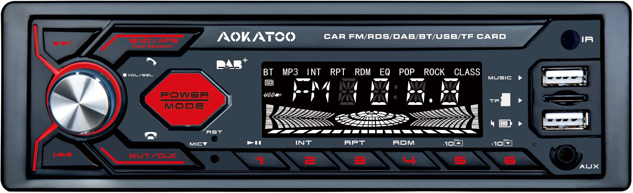 Autoradio solo 1DIN estéreo para coche reproductor de MP3 en el tablero de la unidad de cabeza Bluetooth USB de baja potencia de radio FM Aux.