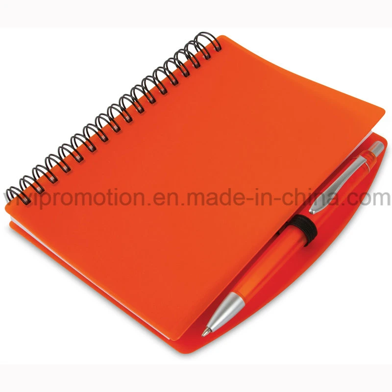 A6 PP Cover Stationery Spiral Notebook with Plastic Pen (PPN221B)