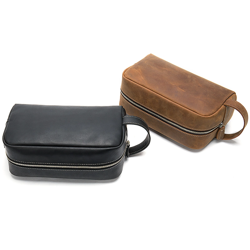 Replicas Vintage Leather Men's Wash Bag Cosmetic Travel Toiletry Laundry Bag