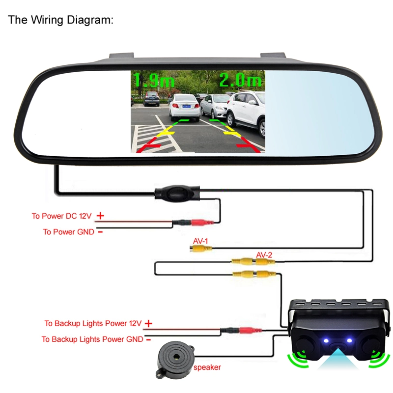 HD 5inch 800X480 TFT Car Mirror Monitor+Video Parking Radar Sensors