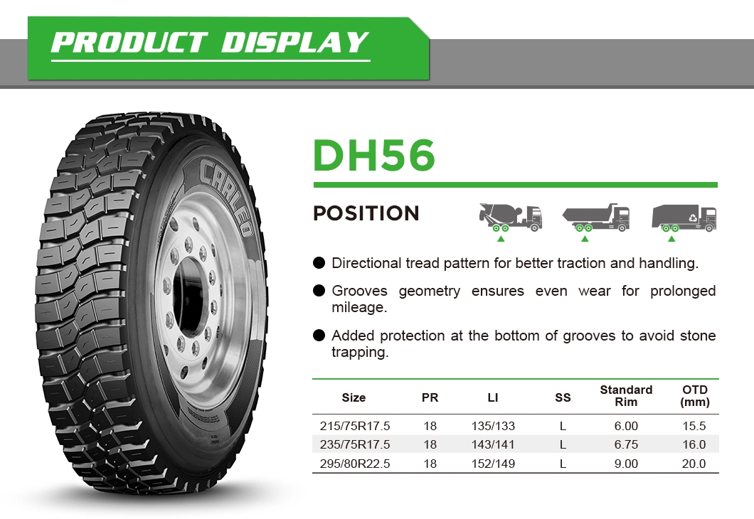 Carleo Brand TBR Tire 235/75r17.5 FM52 Dh56