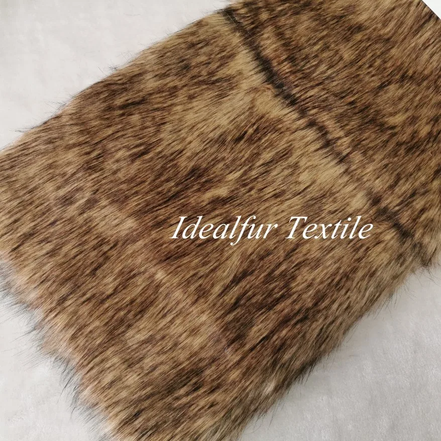 Brown Artificial Raccoon Fur High Pile Plush Faux Fur Fabric