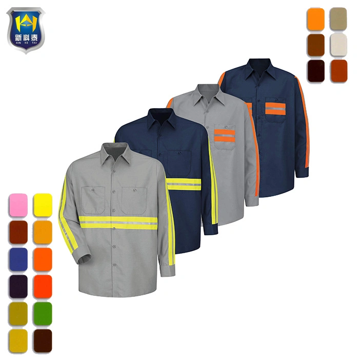 Men&prime; S Workwear High Visibility Cotton Hi Vis Work Shirt Industrial 2 Piece Lined Collar Work Shirt