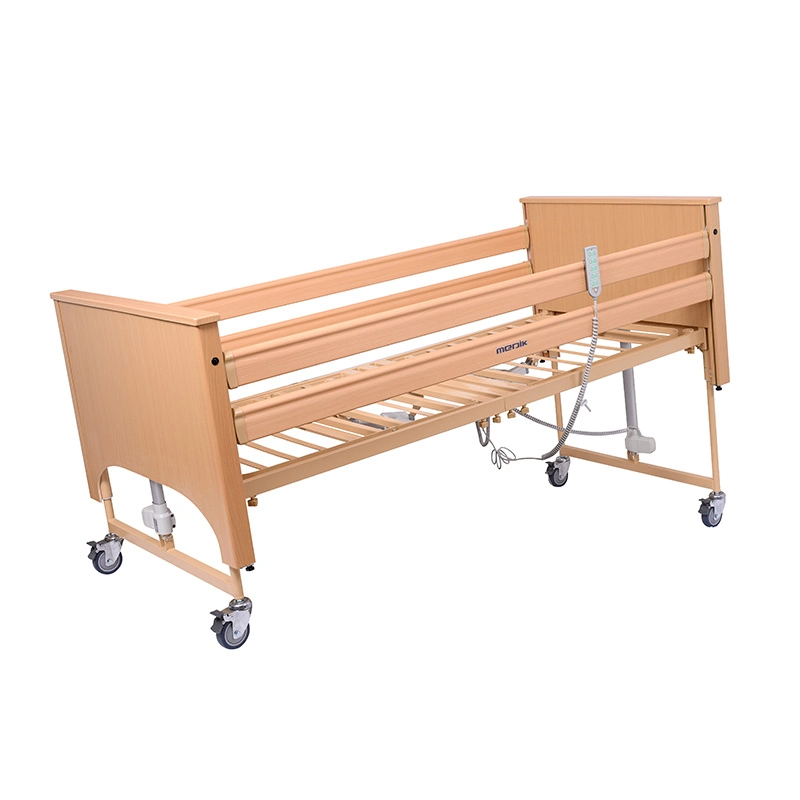 Folding Wooden Electric Adjustable 5-Function Home Nursing Profiling Care Bed for Elderly