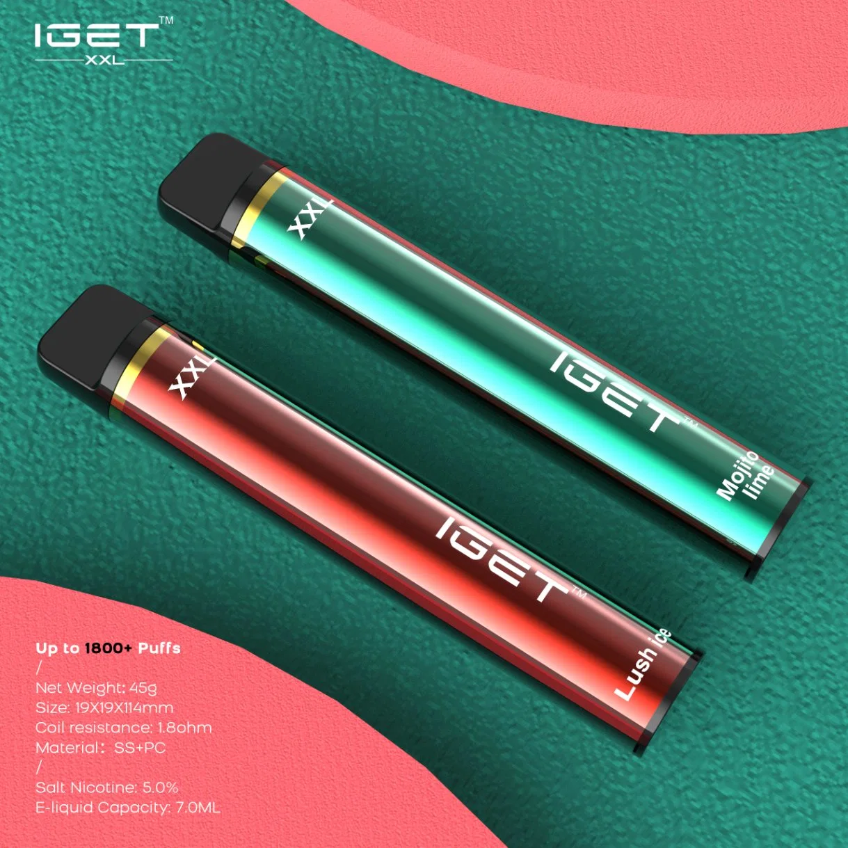 جهاز Iget XXL الأصلي Pod Vape Pape Paporizer 1800 نفخة لـ الجملة