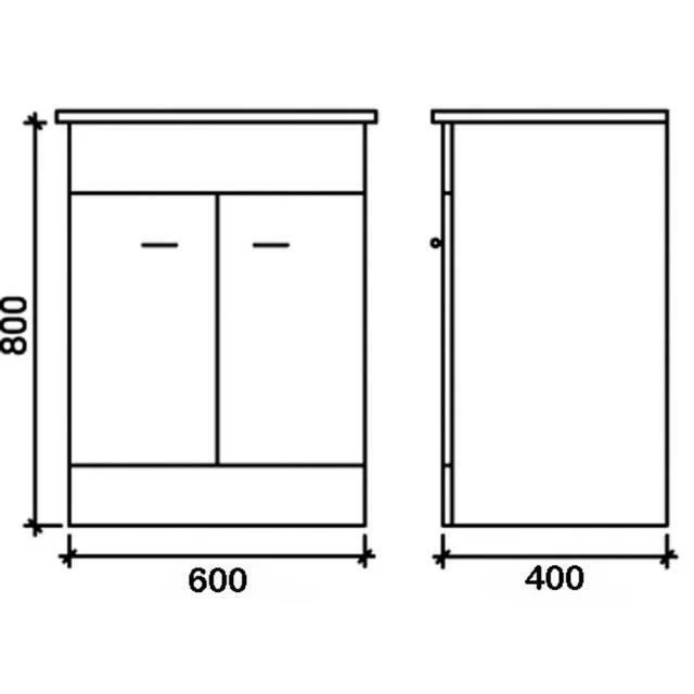 PVC blanco brillante cuarto de baño de 600mm