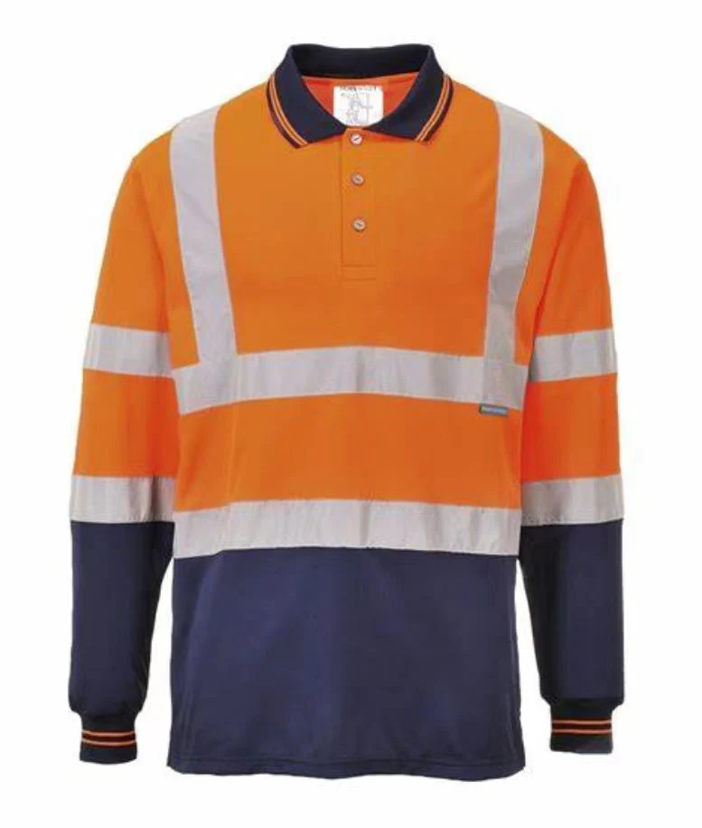 Factory Price Men Long Sleeve Hi Vis Workwear Polo Shirts Colored Customized Reflective Strip Polo for Work Clothes
