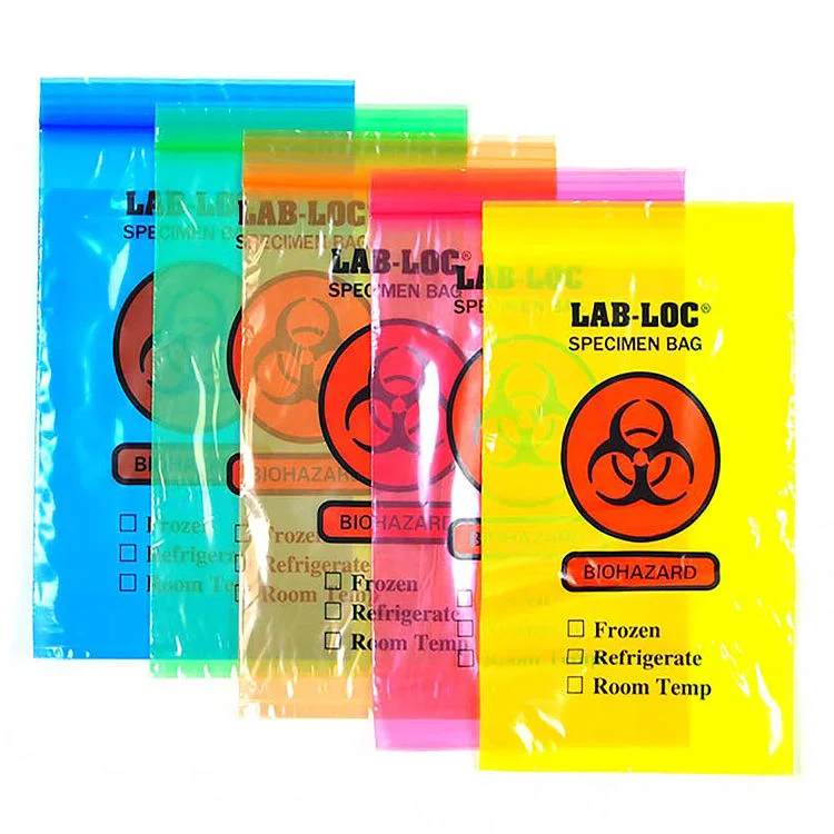 Medical Assorted Colors Biohazard Specimen Transfer Bag