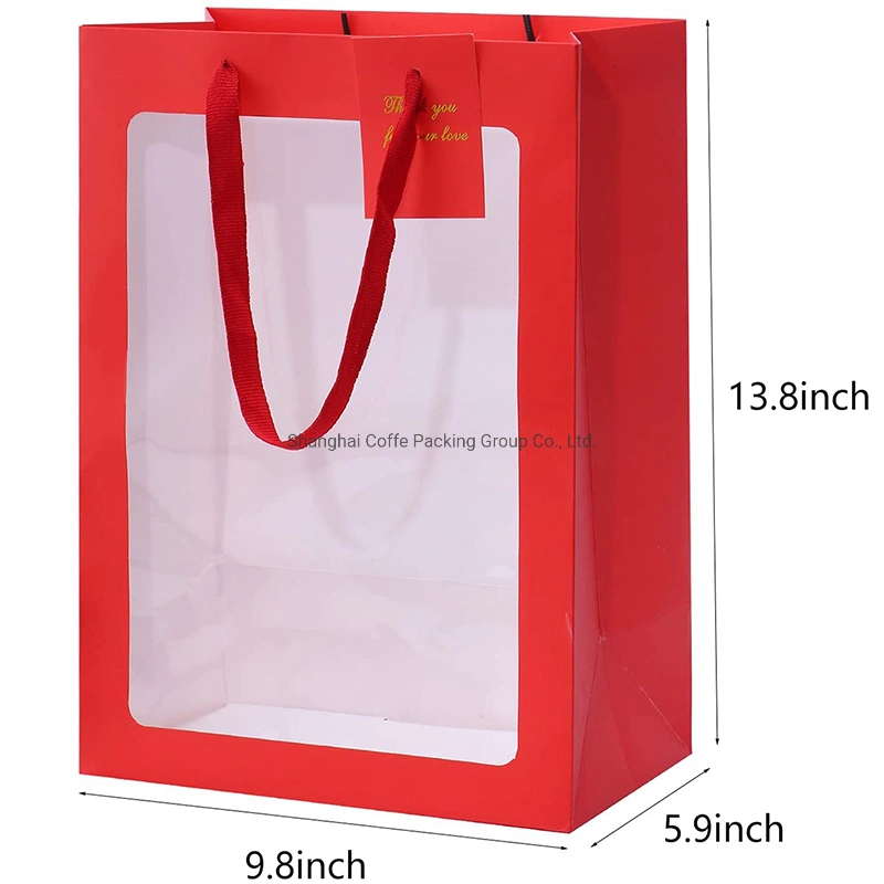 Custom Printed Premium Shopping Gift Paper Bag with PVC Window