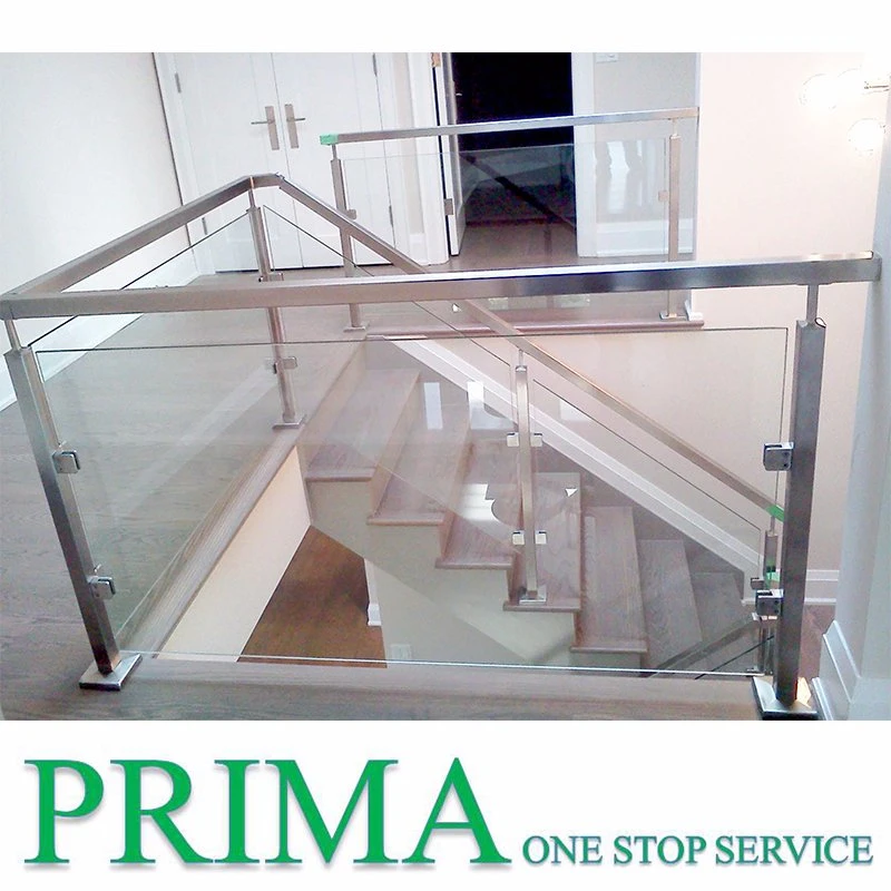 Prima Factory Project Balustrade Glass Railing with Stainless Steel Handrail