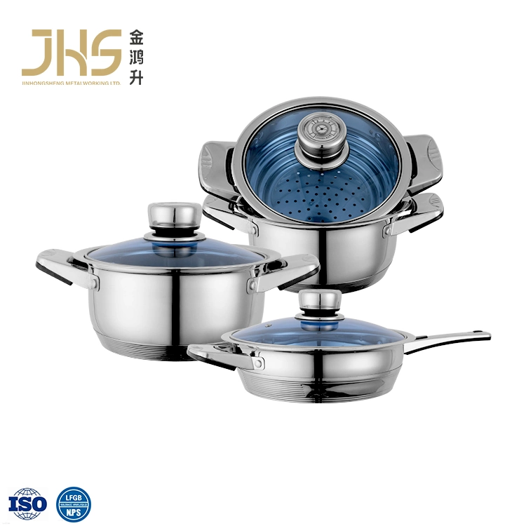 La technologie allemande Ustensiles de cuisine 6 pcs casserole en acier inoxydable Marmite Jeu de batterie de cuisine