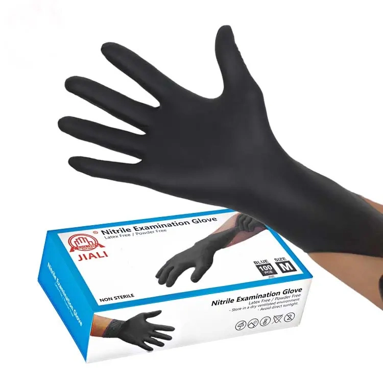 Hot Sell 16inch Custom 8 Mil Nitrile Gloves Black Blue Powder Free White XL Size