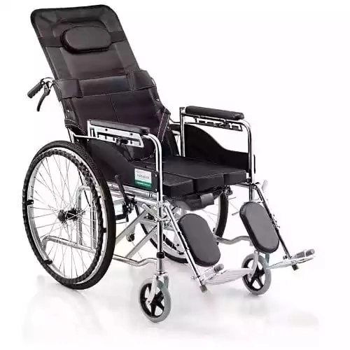 Foldable Manual Aluminum Alloy Frame Wheelchair with Dining Table and Toilet Power Wheelchair